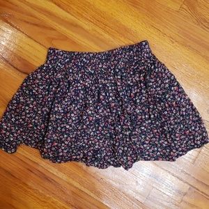 Navy blue floral flowy mini skirt